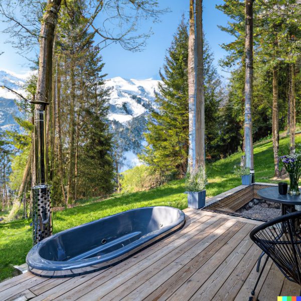 Ovales Hot Tub in der Natur