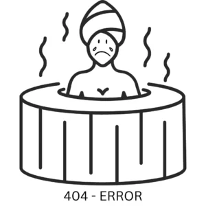 404 Error Bild mit Hot Tub und schwitzenden trauriger Person